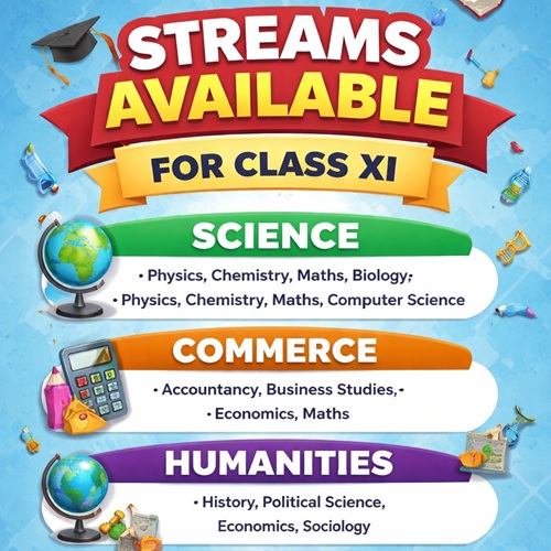STREAMS AVAILABLE FOR CLASS XI